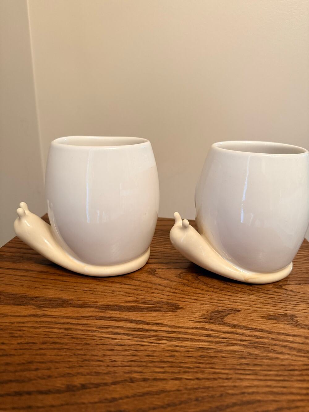 New Red Shed white ceramic novelty shaped like a snail for succulents, trinkets
